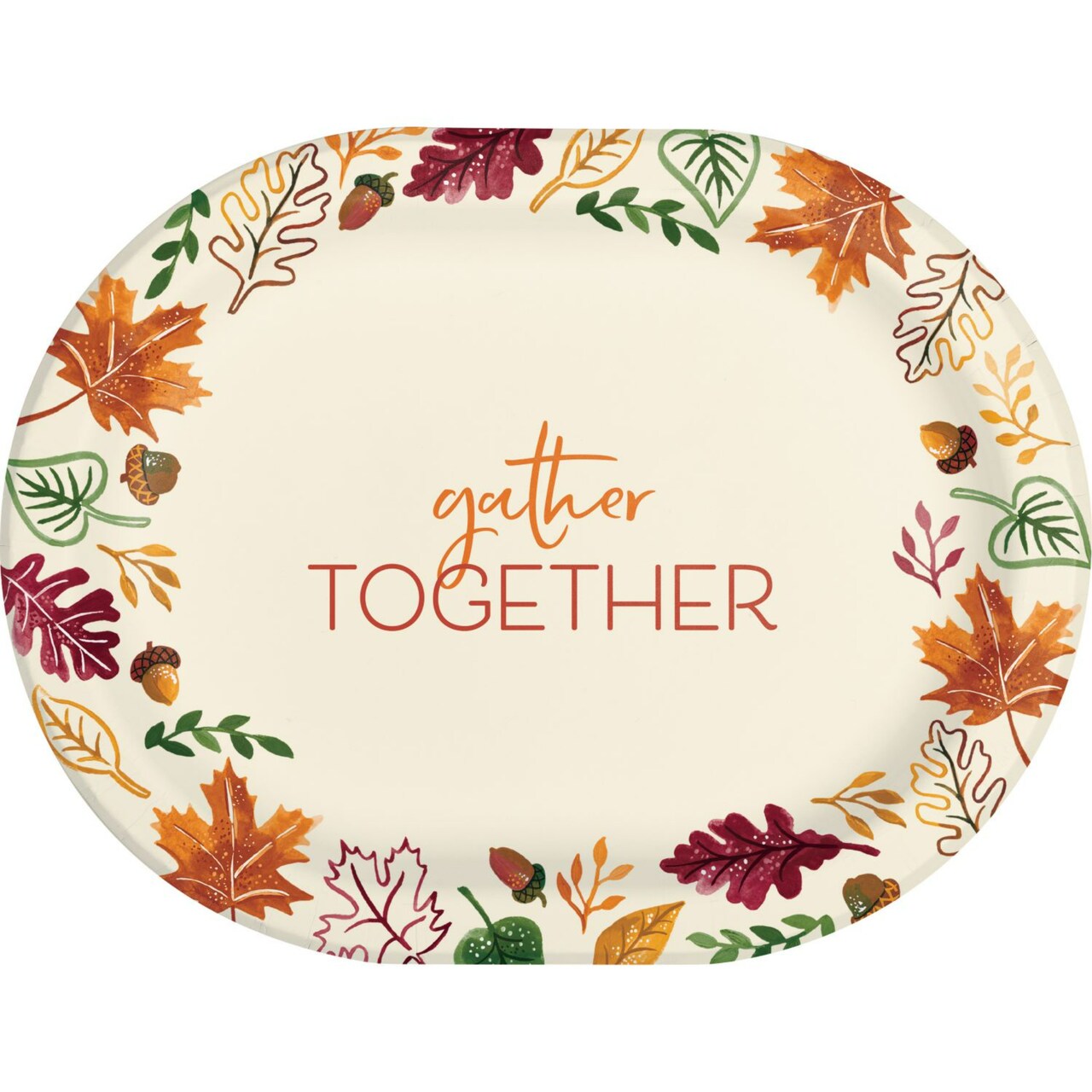 Party Central Disposable Gather Together Fall Harvest Oval Dinner Plates - 12" - Club Pack of 96